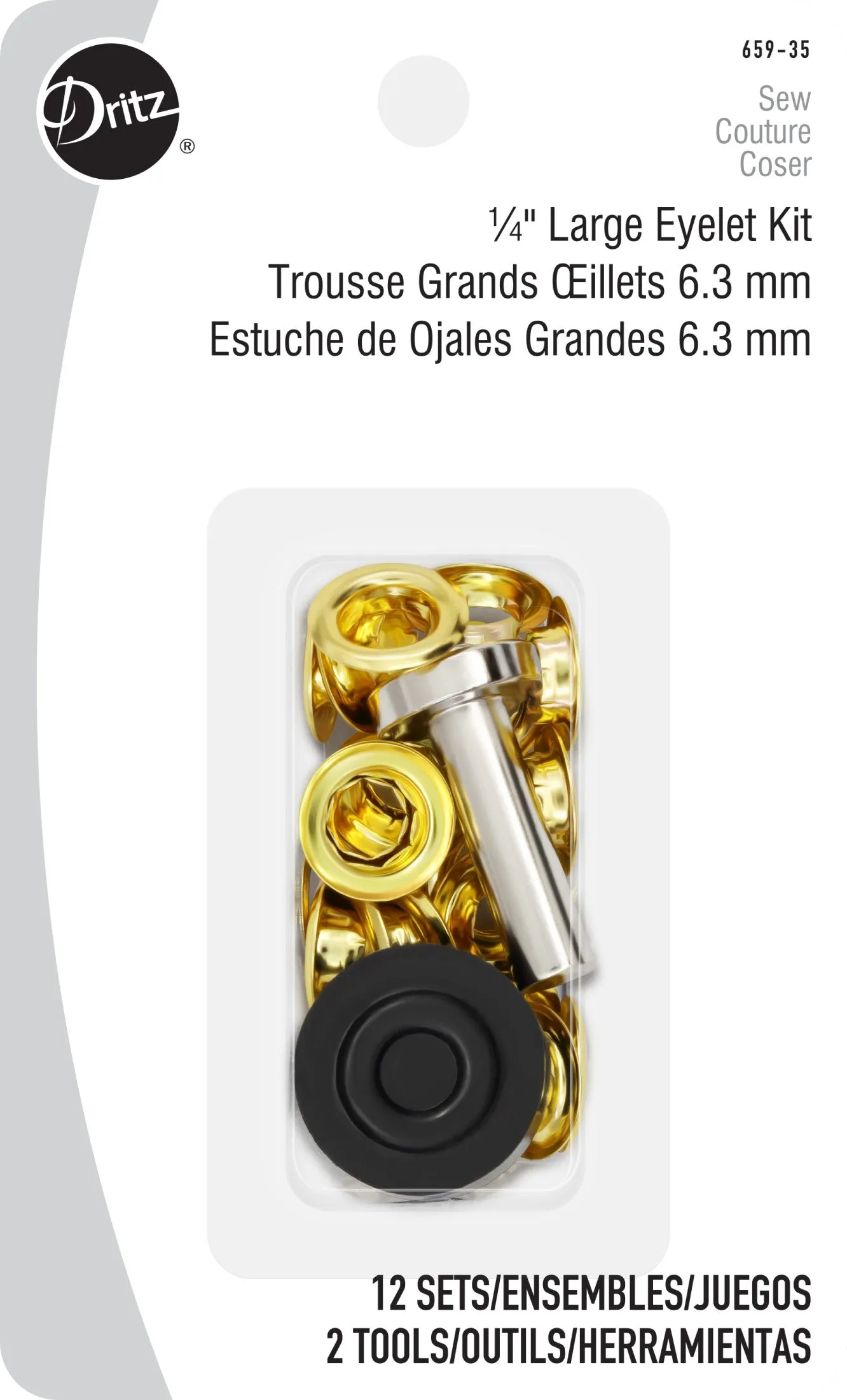 1/4" Large Eyelets & Tools, 12 Sets