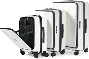 3-Piece Hard Shell Luggage Set for Seamless Travel, Lightweight and Secure, Adjustable Handle, Creamy White