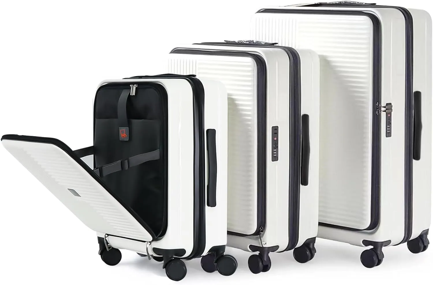3-Piece Hard Shell Luggage Set for Seamless Travel, Lightweight and Secure, Adjustable Handle, Creamy White