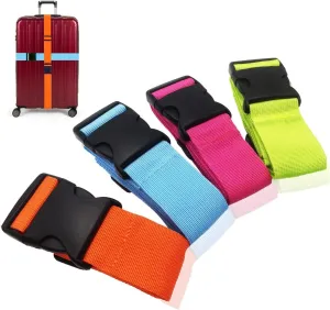 4 Luggage Straps Suitcase Belt Heavy Duty with Adjustable Buckle, Makes Travel Luggage Easy to Spot and Secure (Multicolor)