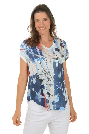 Americana Short Sleeve Slub Knit Top