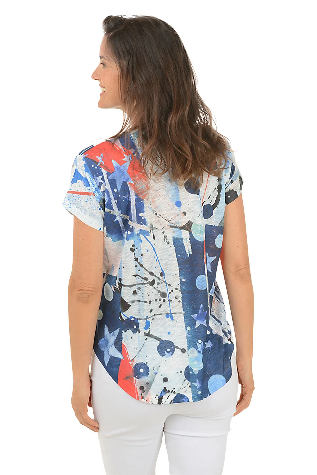 Americana Short Sleeve Slub Knit Top