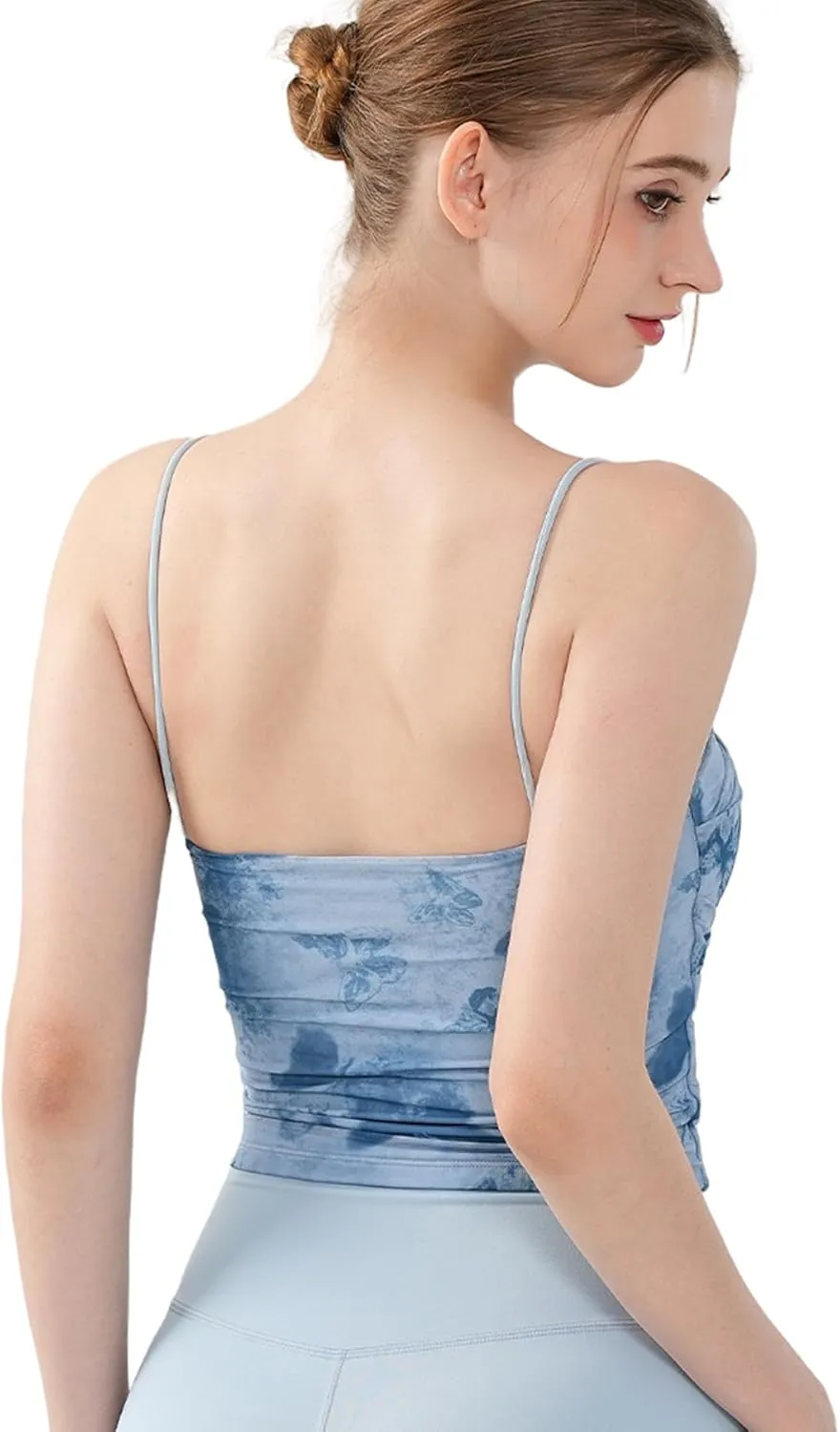 AMPOSSTO Sports Bra Tank Top for Women Yoga Bra Top Spaghetti Strap Workout Yoga Tank Top