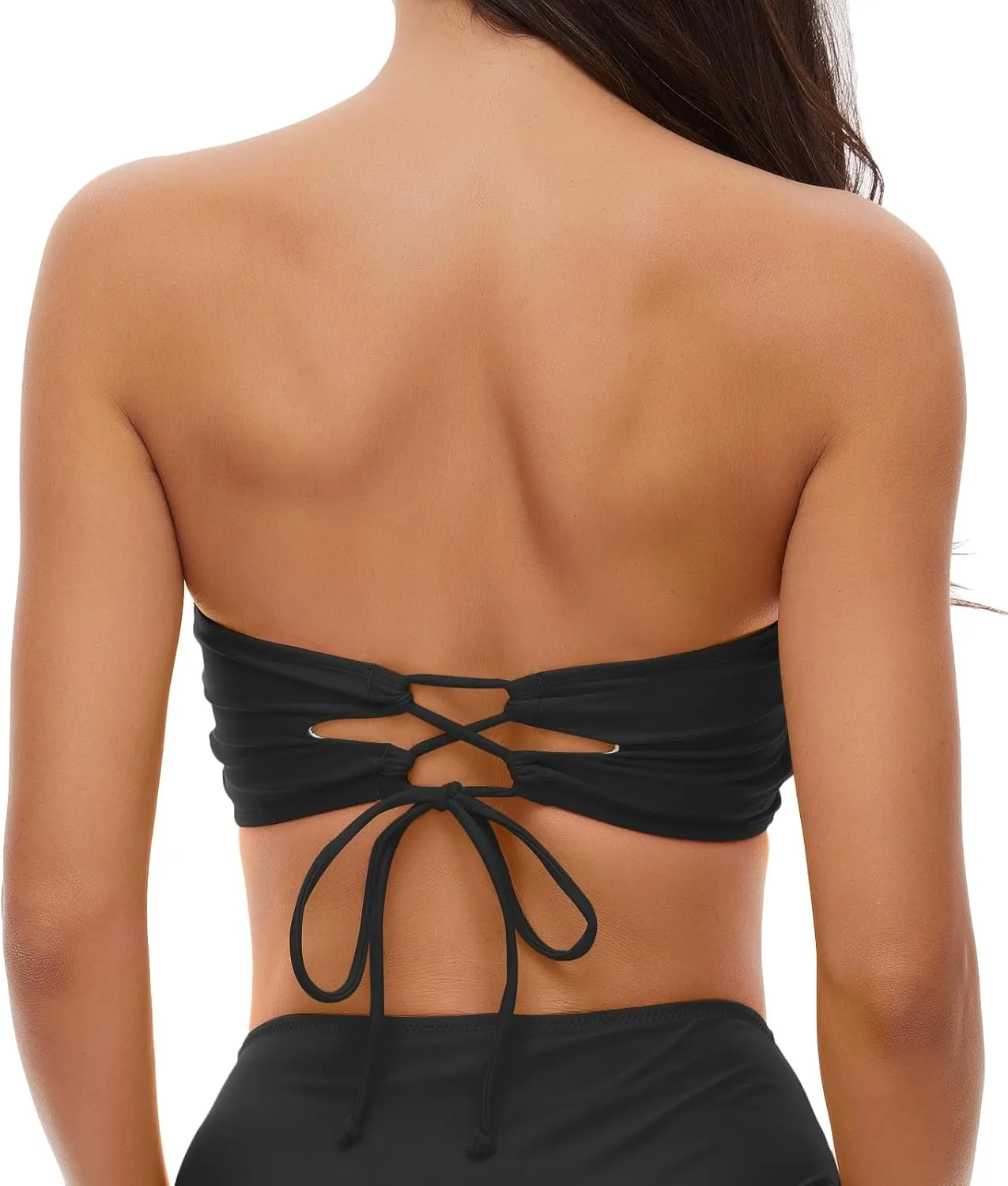 Annbon Women Bandeau Swimsuit Top Tube Top Bikini Strapless Bikini Top for Women
