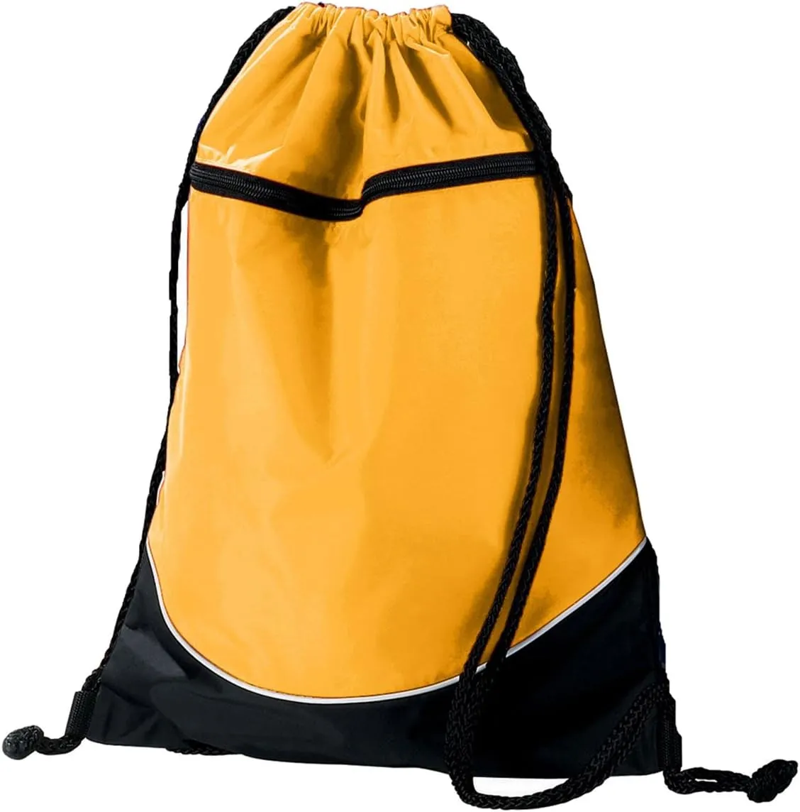 Augusta Sportswear Tri-Color Drawstring Backpack, Gold/Black/White, Medium