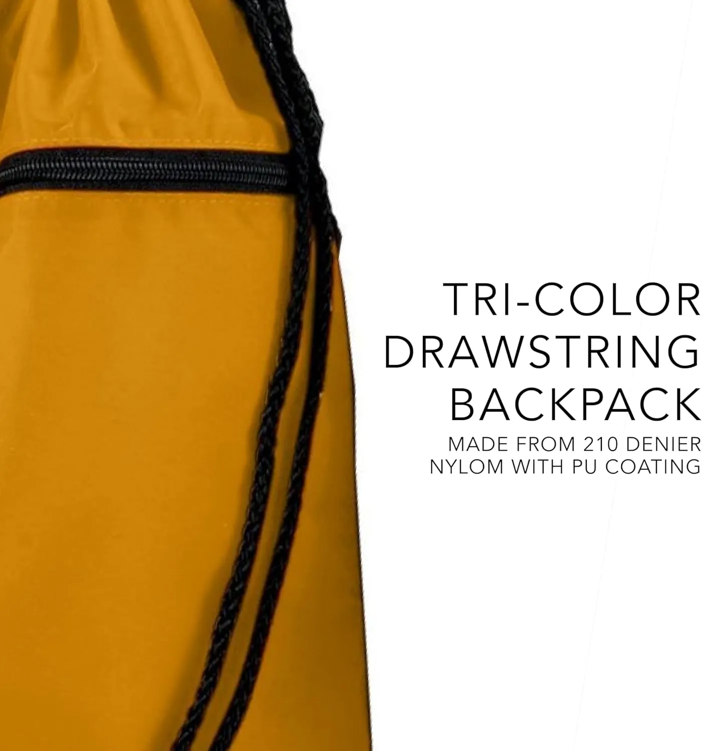 Augusta Sportswear Tri-Color Drawstring Backpack, Gold/Black/White, Medium