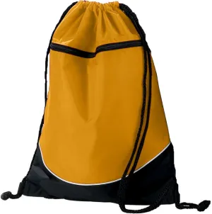 Augusta Sportswear Tri-Color Drawstring Backpack, Gold/Black/White, Medium