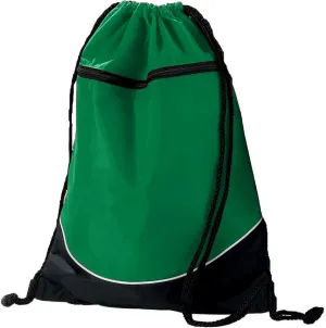 Augusta Sportswear Tri-Color Drawstring Backpack, Kelly/Black/White, Medium
