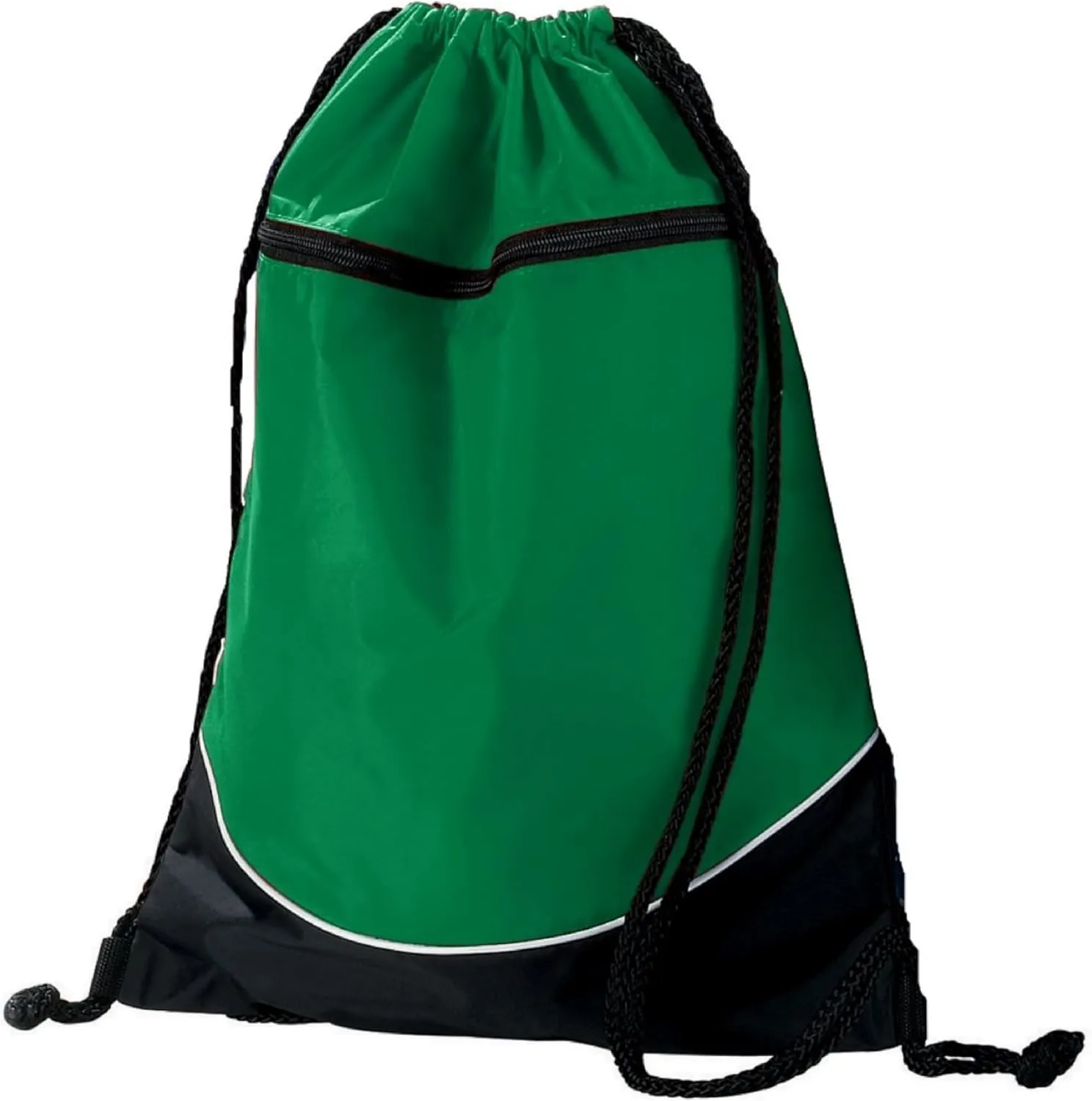Augusta Sportswear Tri-Color Drawstring Backpack, Kelly/Black/White, Medium