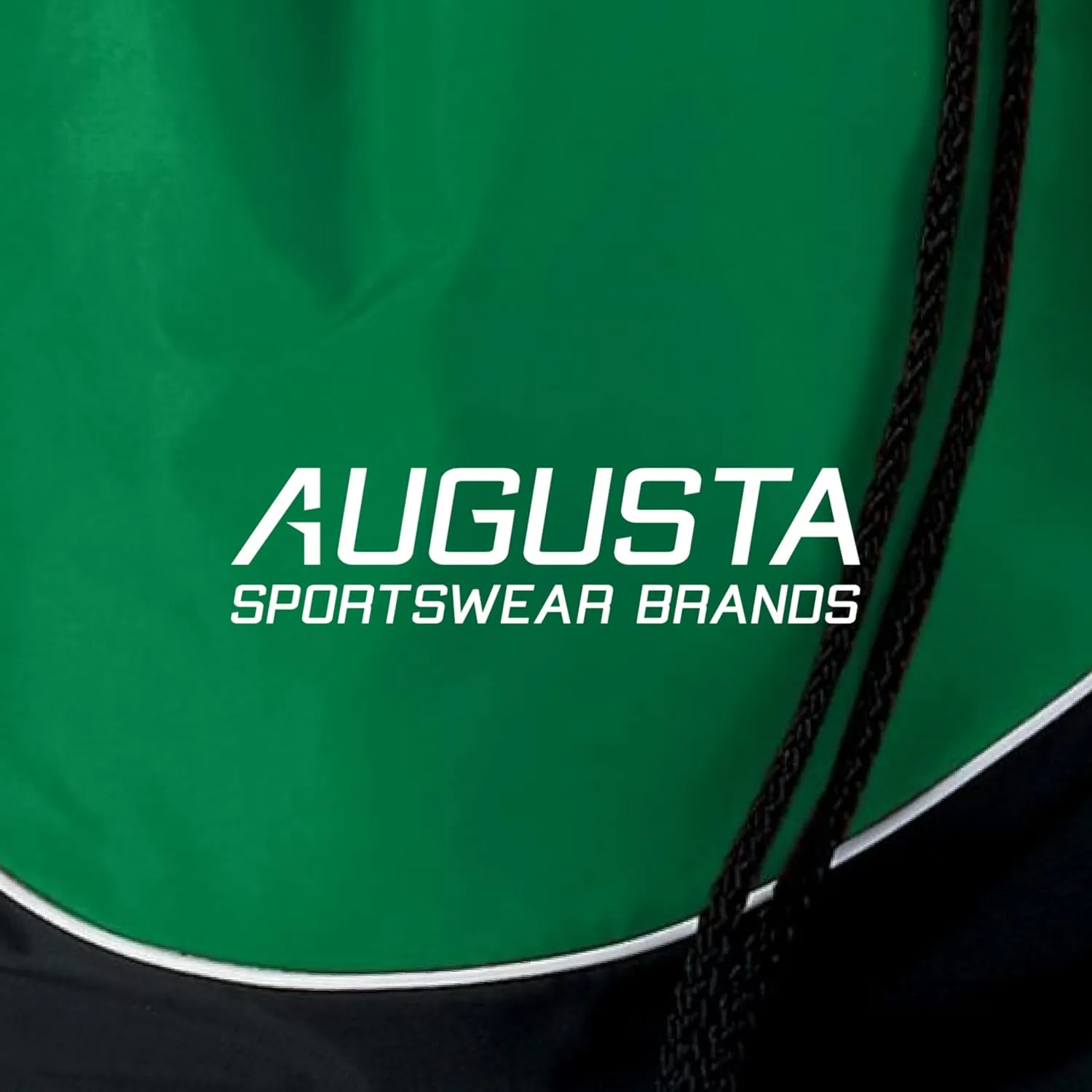 Augusta Sportswear Tri-Color Drawstring Backpack, Kelly/Black/White, Medium