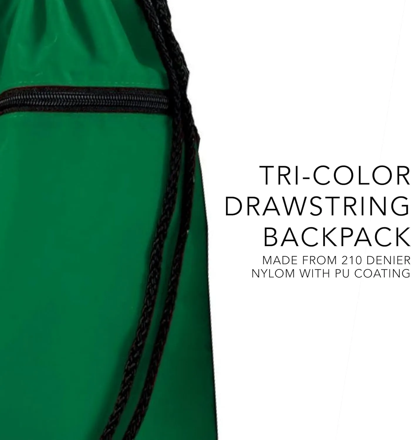 Augusta Sportswear Tri-Color Drawstring Backpack, Kelly/Black/White, Medium