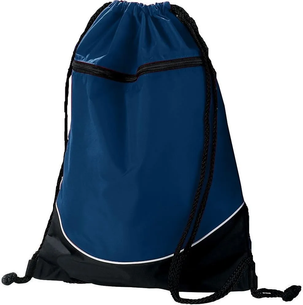 Augusta Sportswear Tri-Color Drawstring Backpack, Navy/Black/White, Medium