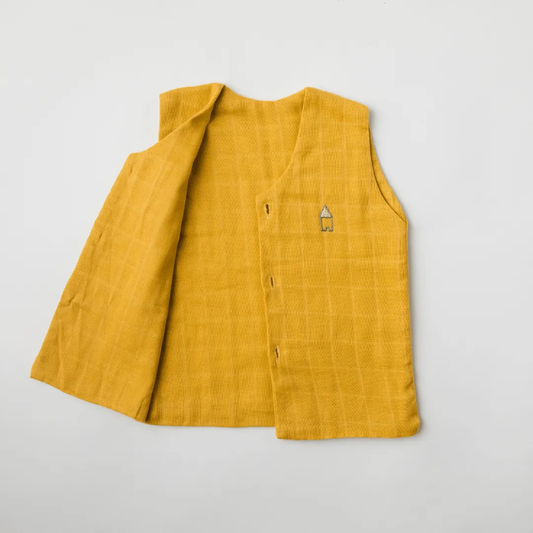 Baby Muslin Vests - Set of 2 (White, Mustard)