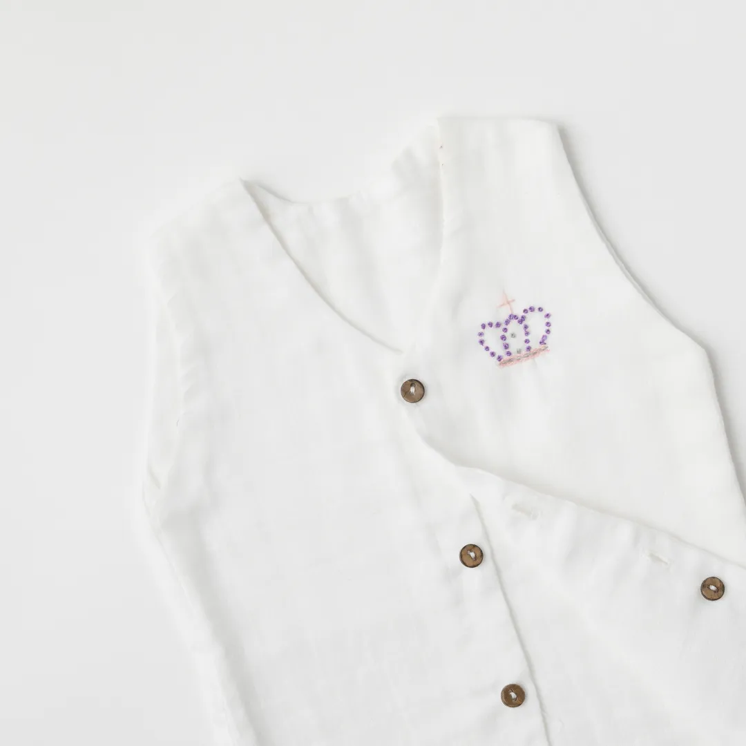 Baby Muslin Vests - Set of 2 (White, Mustard)