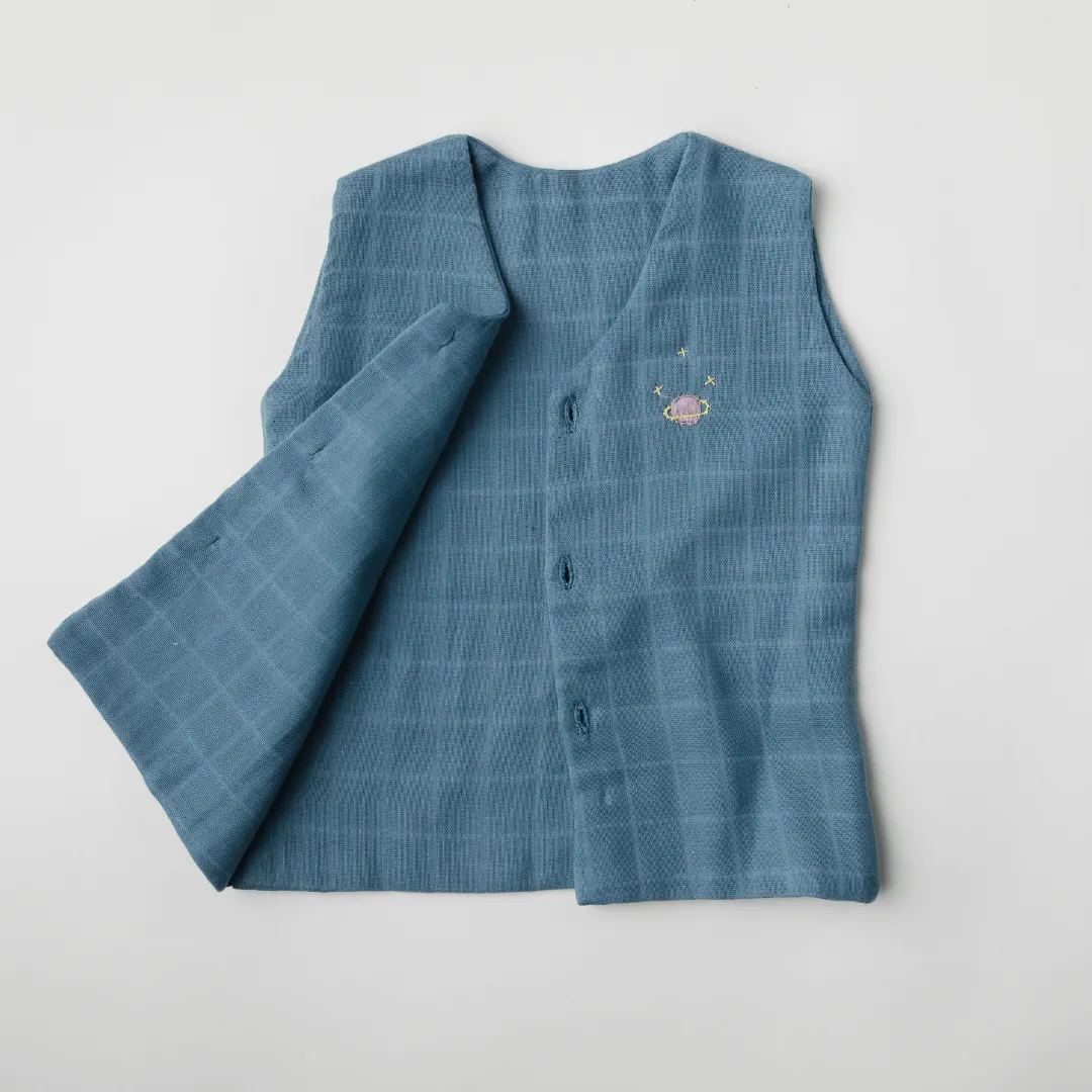 Baby Muslin Vests - Set of 3 (White, Blue, Mustard)