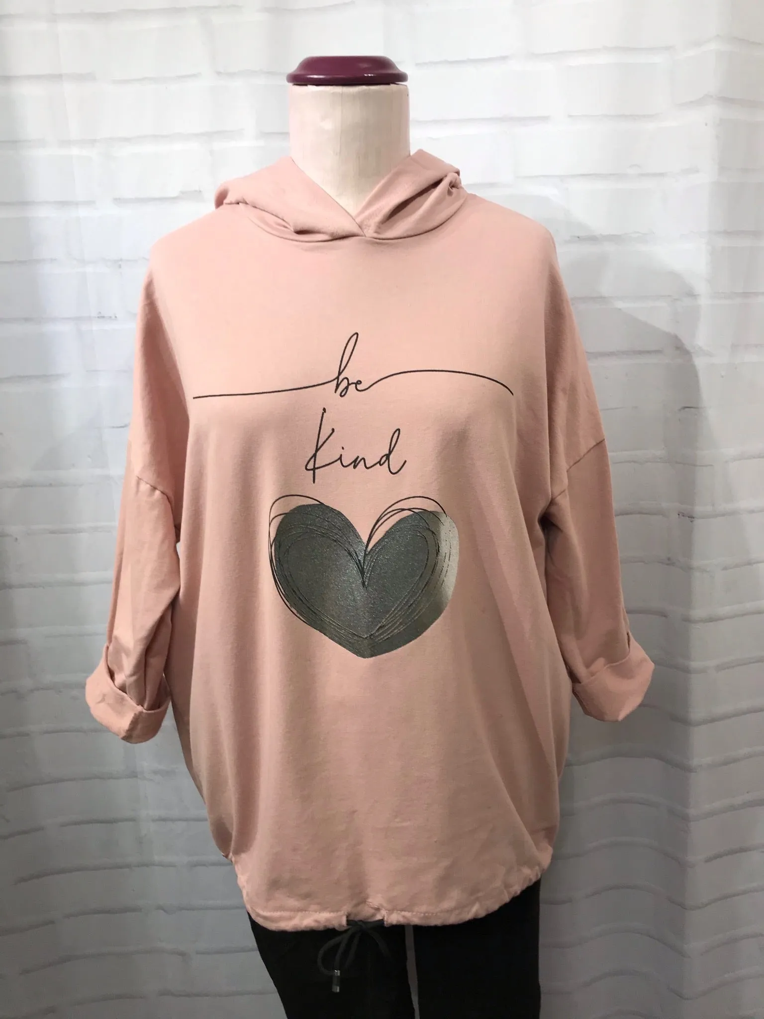 Be Kind Hooded Sweatshirt - Soft Pink