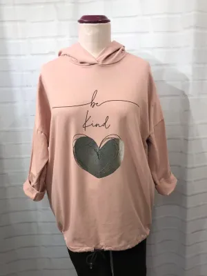 Be Kind Hooded Sweatshirt - Soft Pink
