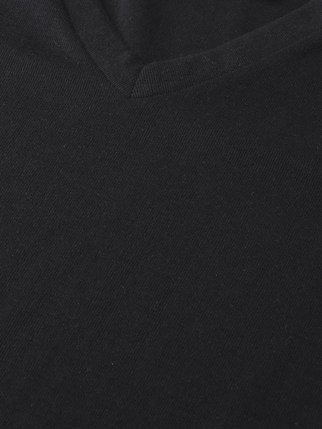 Black V-Neck Rib Top