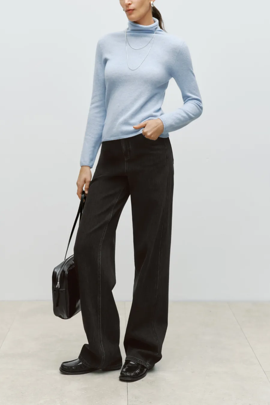 Cashmere High Neck Sweater Light Blue