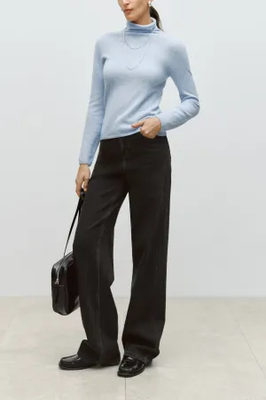 Cashmere High Neck Sweater Light Blue