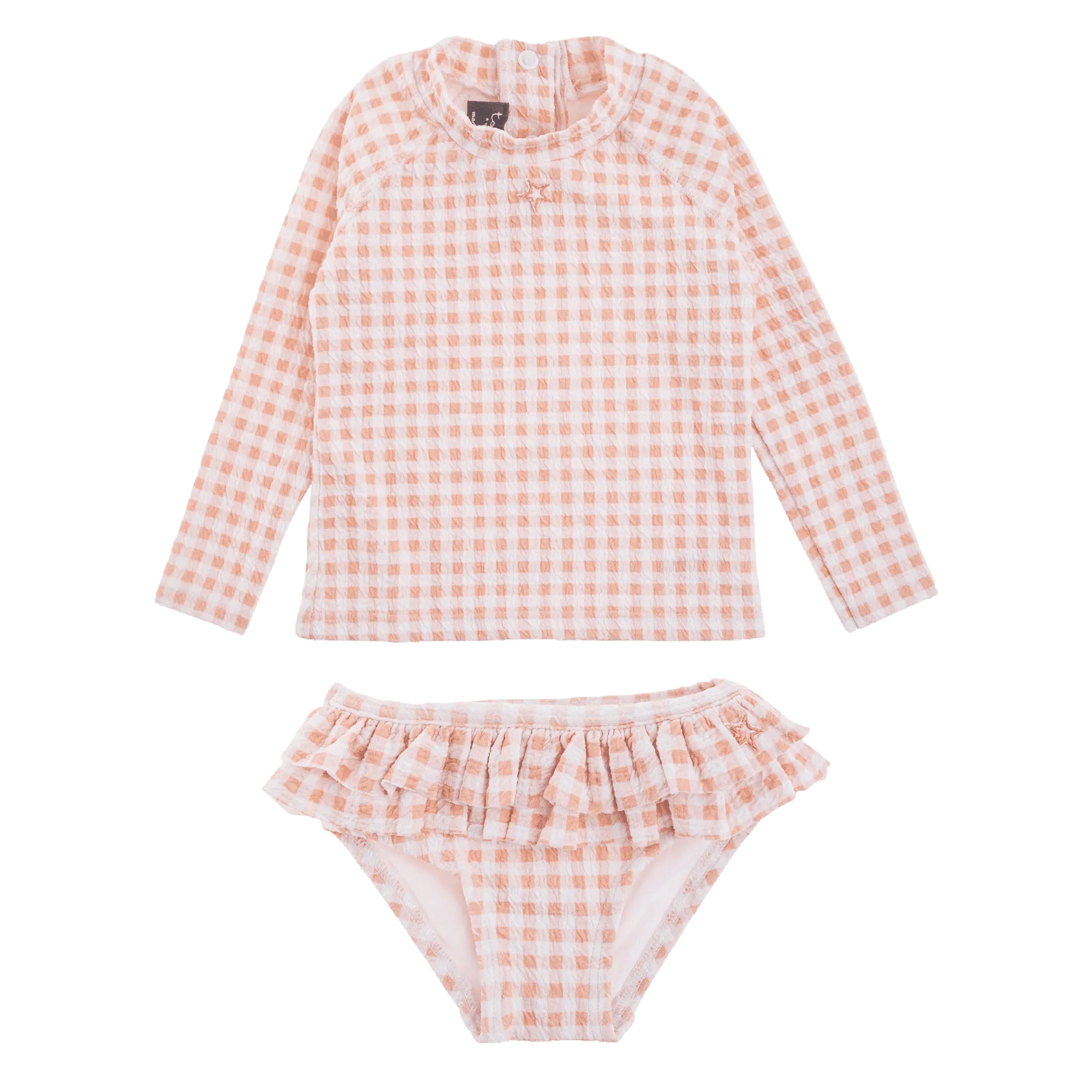 Checked Rashguard Set in Pink