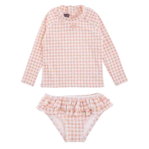 Checked Rashguard Set in Pink