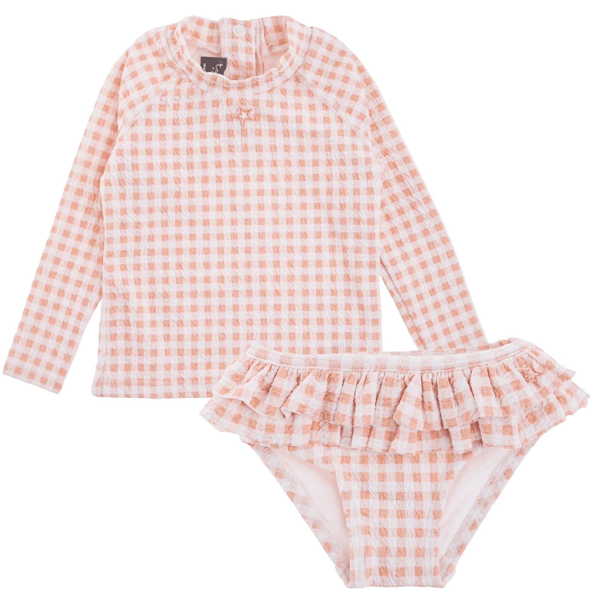 Checked Rashguard Set in Pink