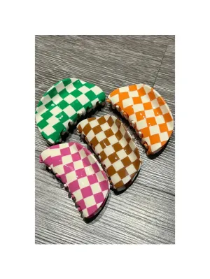 Checkered Woven Hair Clip
