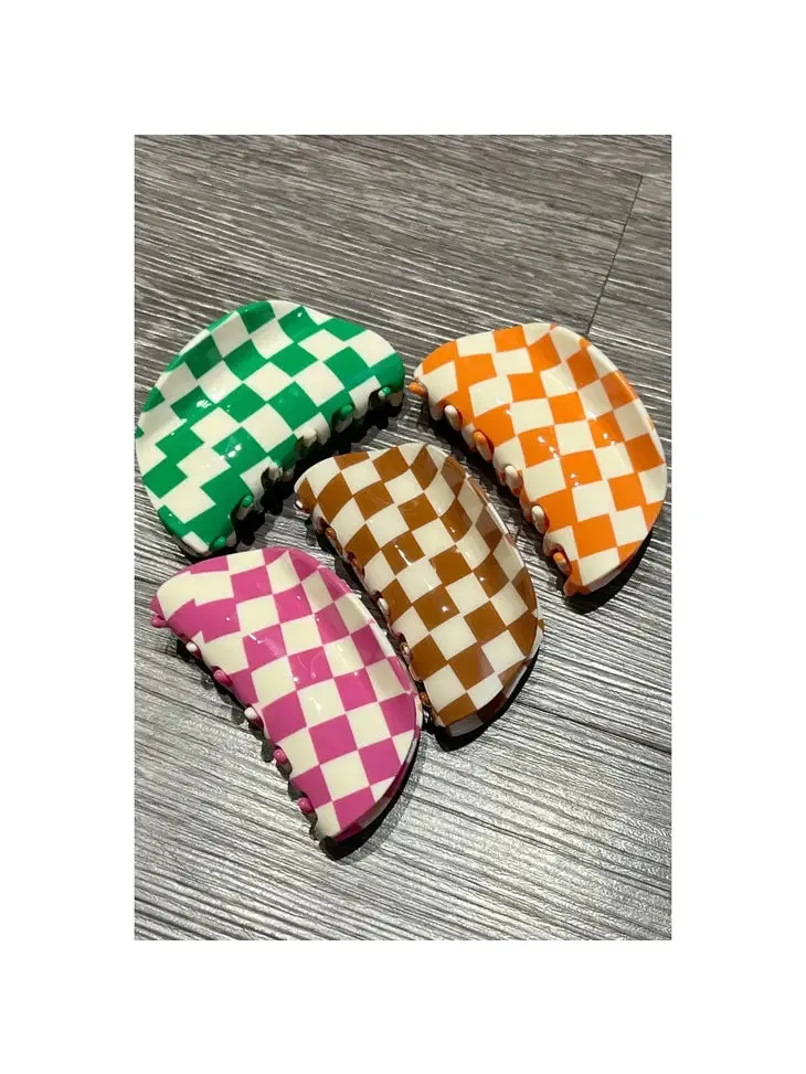 Checkered Woven Hair Clip