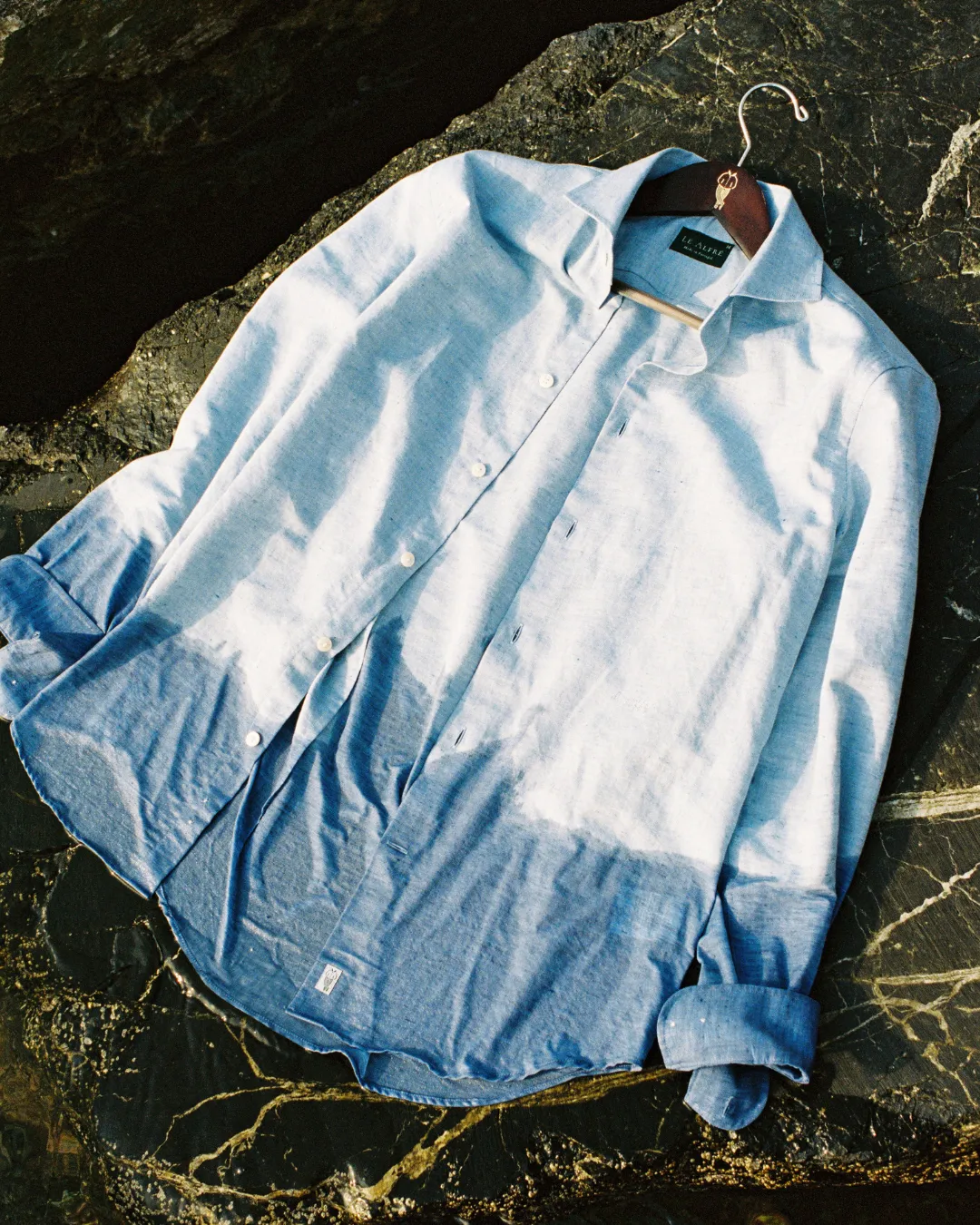 Classic Light Blue Linen-Blend Shirt