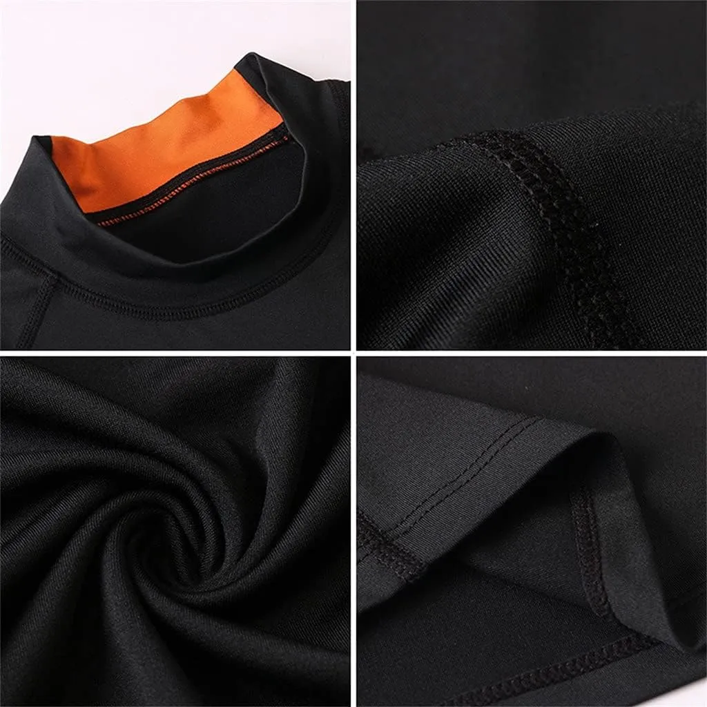 CSCDD Thermal Underwear for Men High Collar Sport Thermo Shirt Quick Dry Compressed Underwear Clothes Men