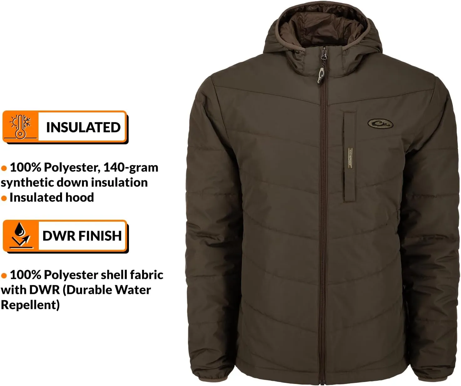 Drake Waterfowl Men's MST Synthetic Down Durable Water-Repellent Insulated Outdoor Hunting Hooded Jacket