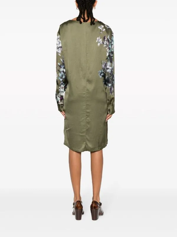 DRIES VAN NOTEN - Women Duzco Viscose Satin Printed With Hyrangea Bouquets Dress