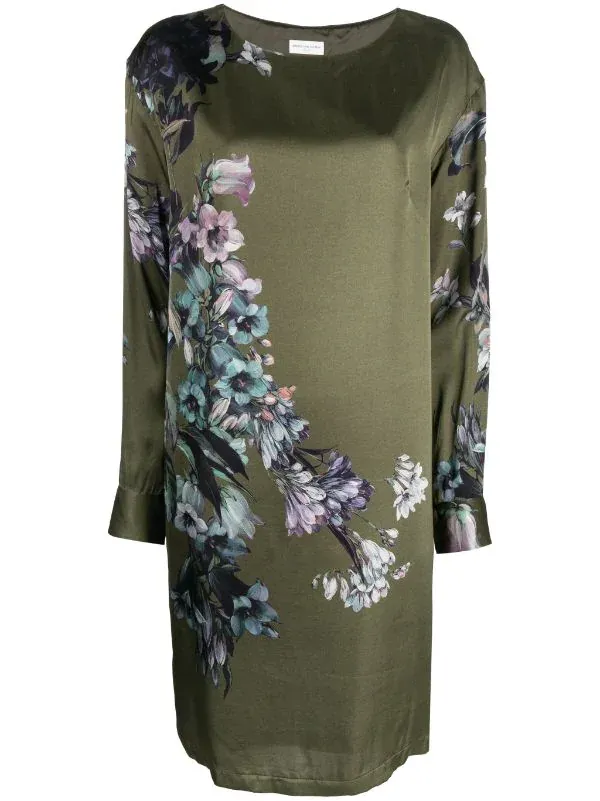 DRIES VAN NOTEN - Women Duzco Viscose Satin Printed With Hyrangea Bouquets Dress