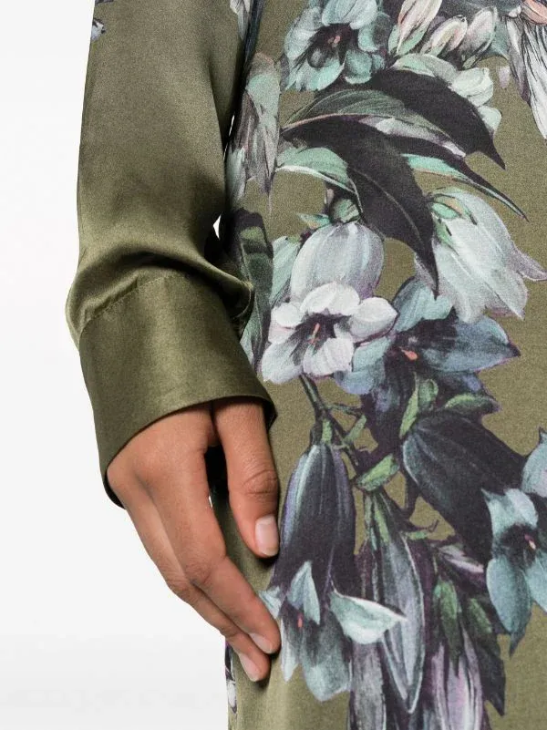 DRIES VAN NOTEN - Women Duzco Viscose Satin Printed With Hyrangea Bouquets Dress