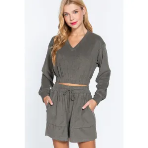 Elasticized Hem Terry Towelling Top