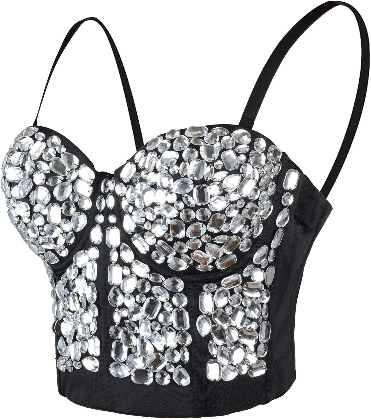 ELLACCI Women's Rhinestone Bustier Crop Top Sexy Corset Top