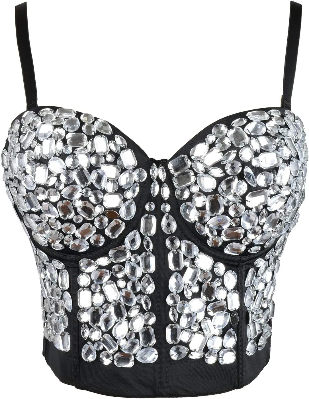 ELLACCI Women's Rhinestone Bustier Crop Top Sexy Corset Top