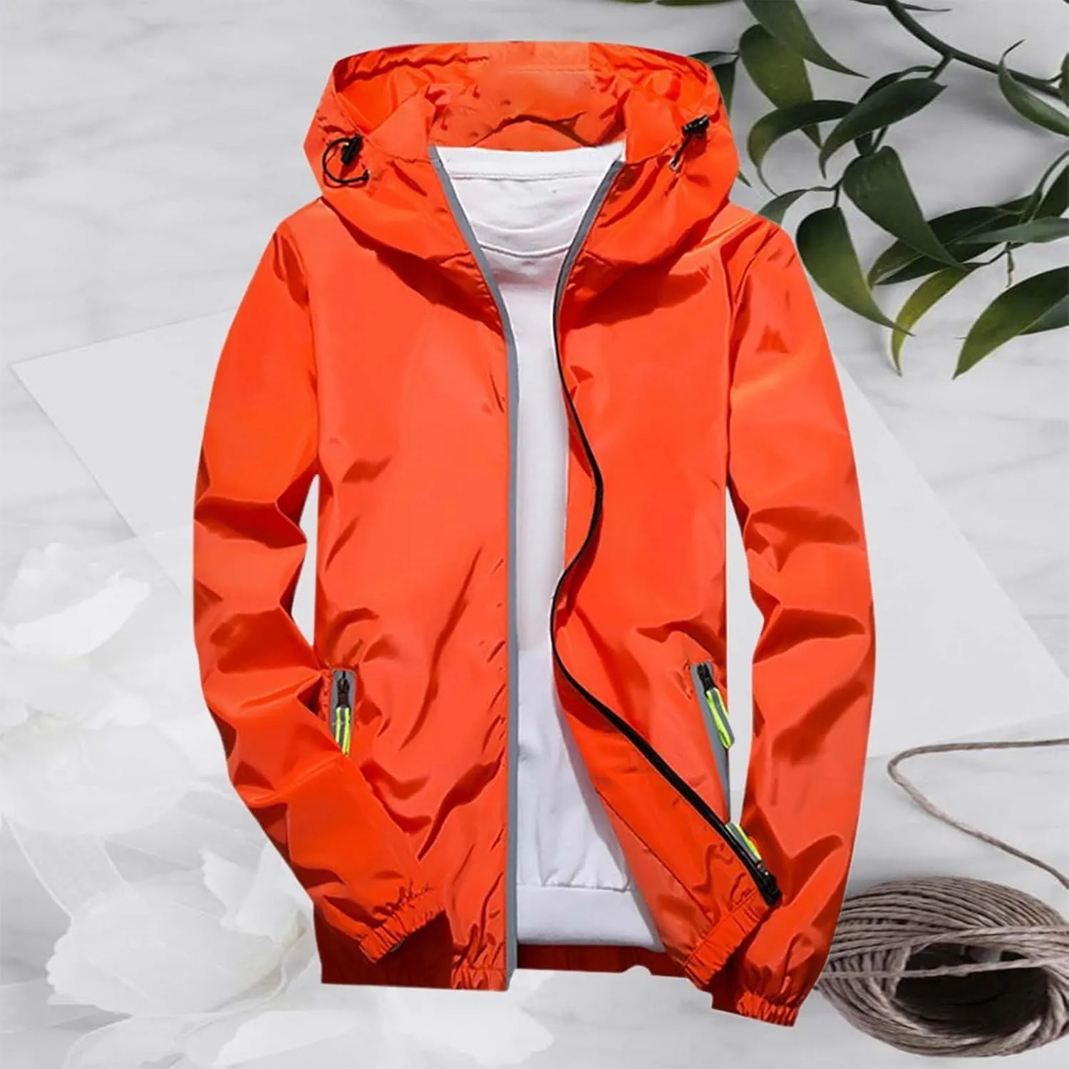 Full Zip Hoodies for Men Lightweight Casual Hoodies Waterproof Windbreaker Jackets Sport Outdoor Trendy Clothes Pockets