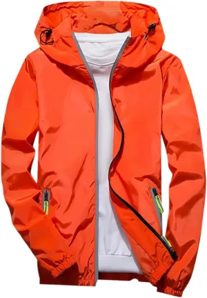 Full Zip Hoodies for Men Lightweight Casual Hoodies Waterproof Windbreaker Jackets Sport Outdoor Trendy Clothes Pockets