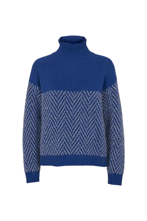 Henny Raglan T-Neck - Clematis blue / natural melange