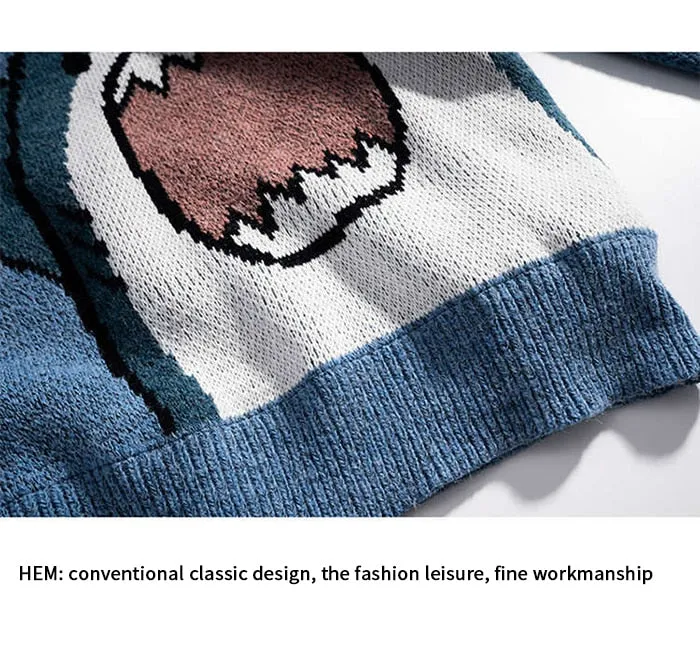 Hip Hop Harajuku High Neck Vintage Sweater Shark