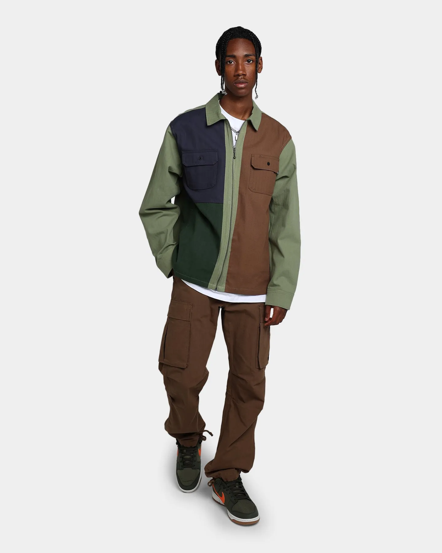 HUF Split Zip Work Shirt Olive
