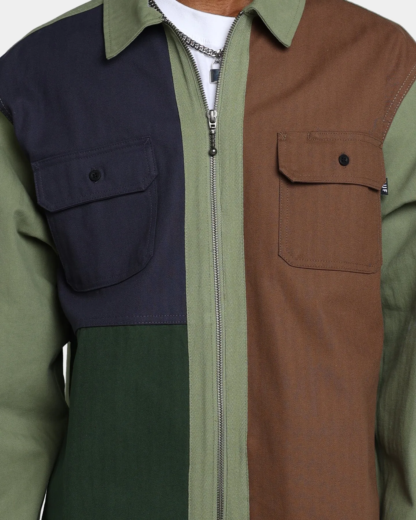HUF Split Zip Work Shirt Olive