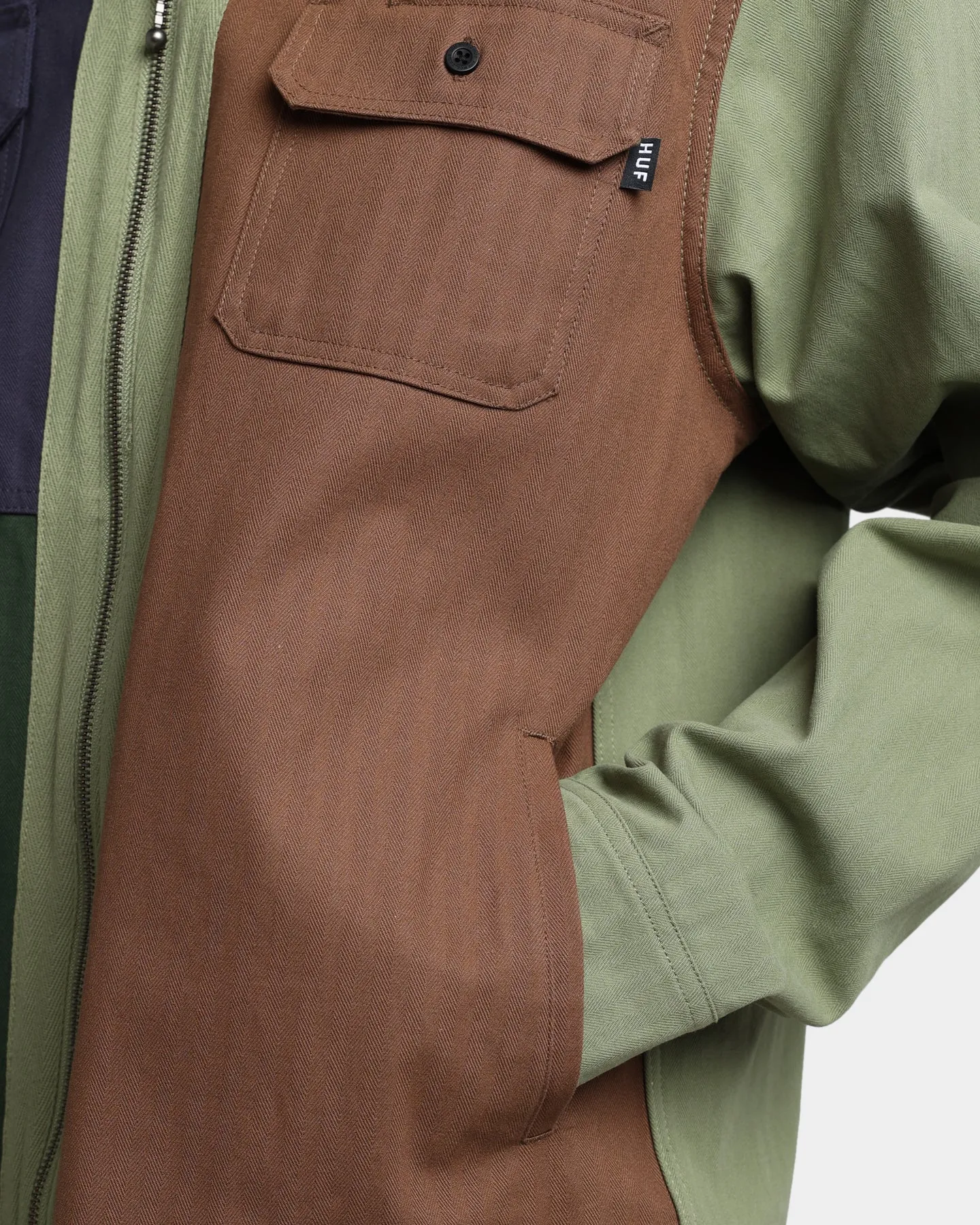 HUF Split Zip Work Shirt Olive