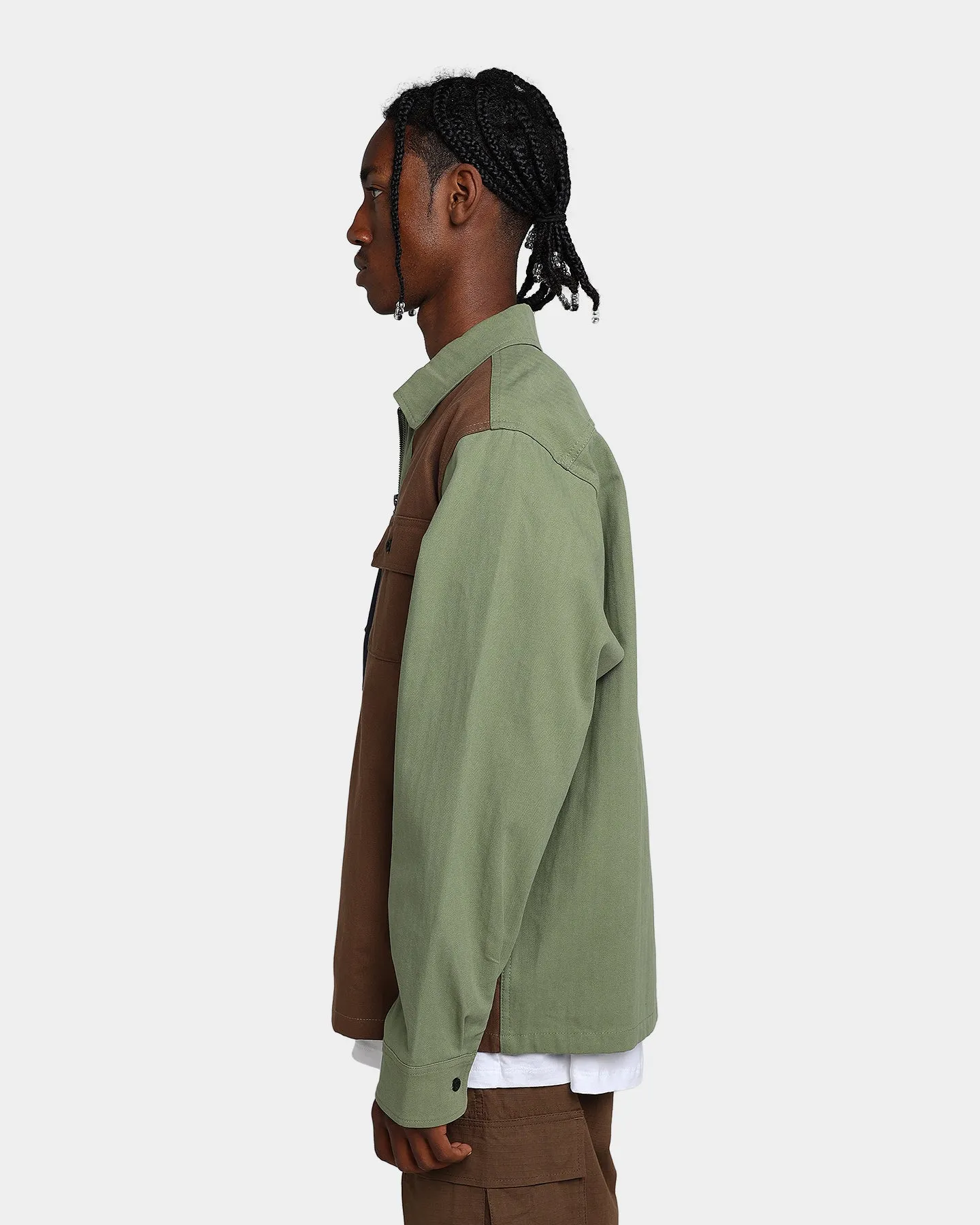 HUF Split Zip Work Shirt Olive