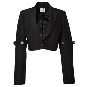 HYBRID CROPPED TAILORED JACKET / BLACK