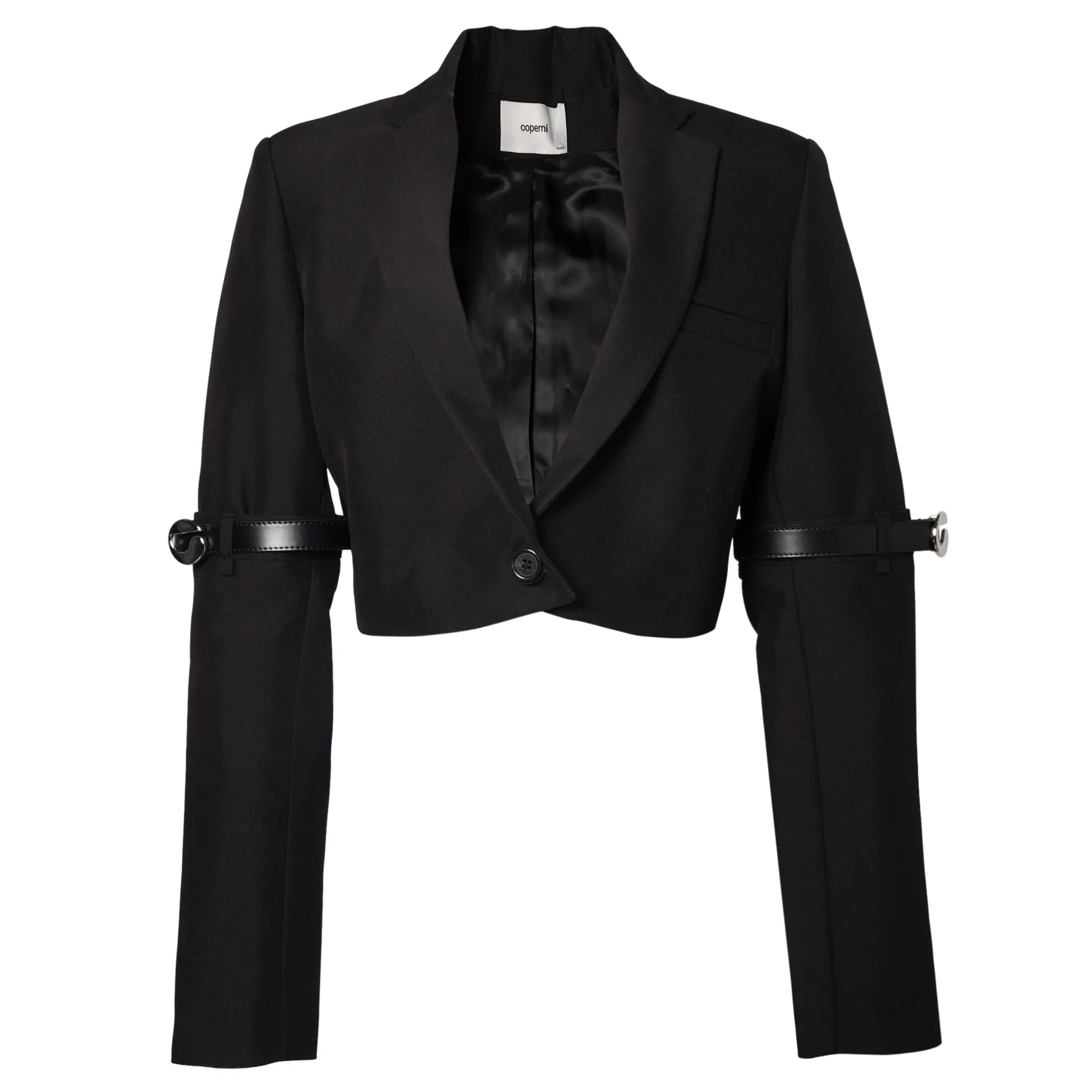 HYBRID CROPPED TAILORED JACKET / BLACK