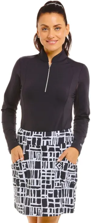 IBKUL Womens Sun Protective UPF50  Icefil Cooling Out of The Box Print Skort - 29753 Black/White Out of The Box XS