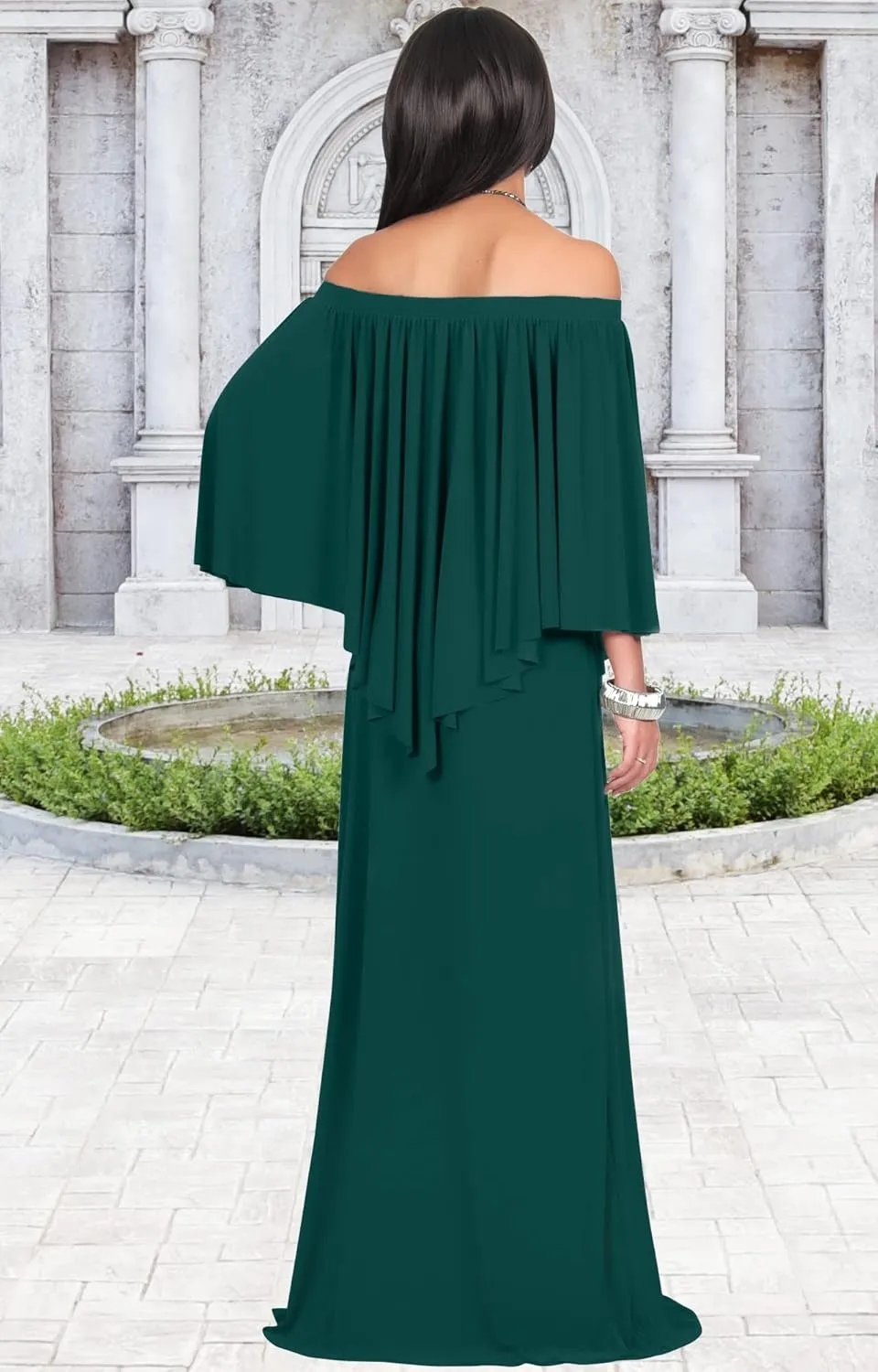 KOH KOH Women's 2025 Loose Fit Strapless Off Shoulder Flattering Cocktail Maxi Dress